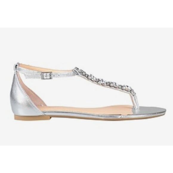 Badgley Mischka Metallic and rhinestone sandals silver 7.5 - Picture 1 of 5